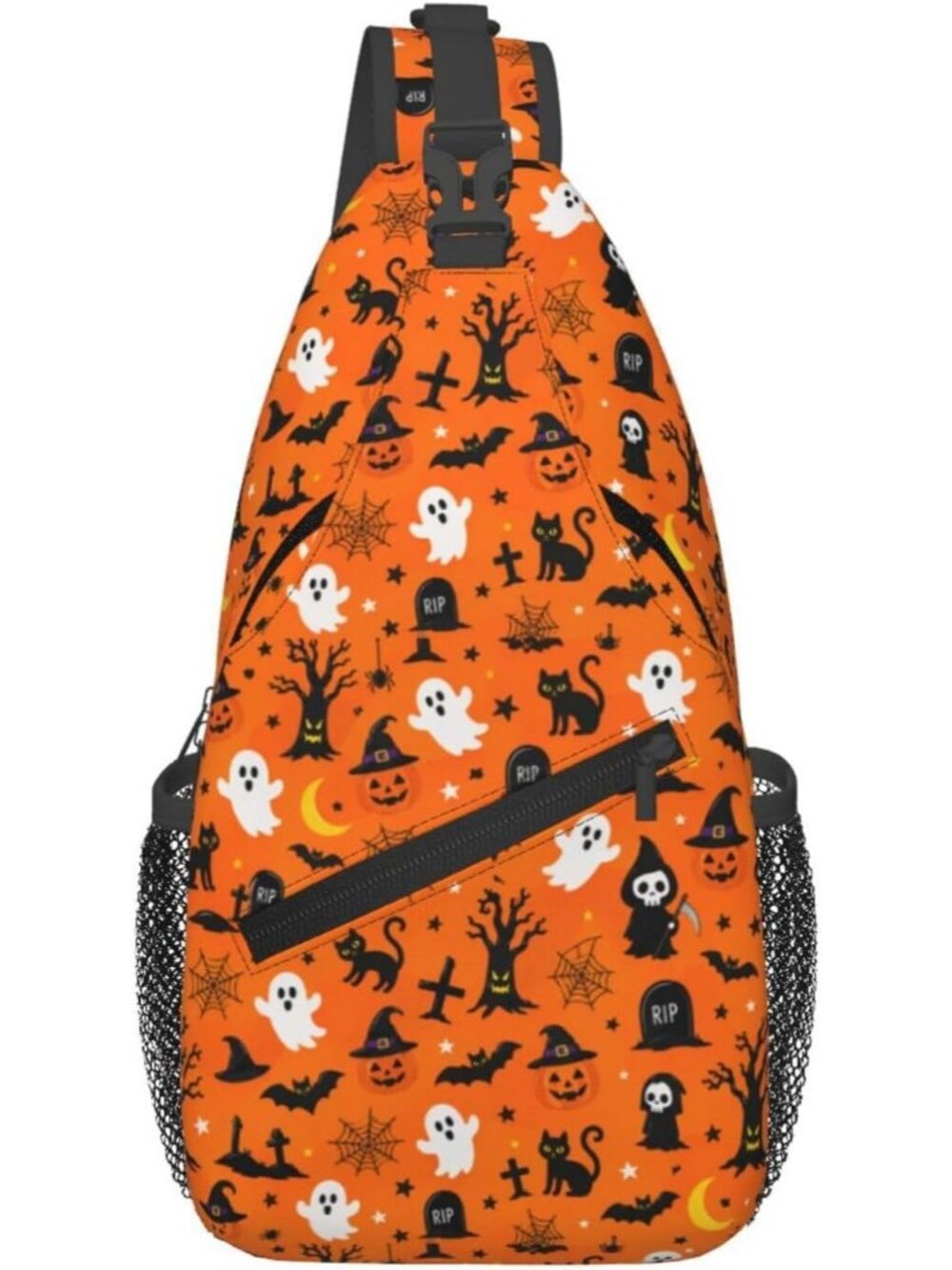 Unisex Orange Christmas Halloween Thanksgiving For Travel Sling Backpack